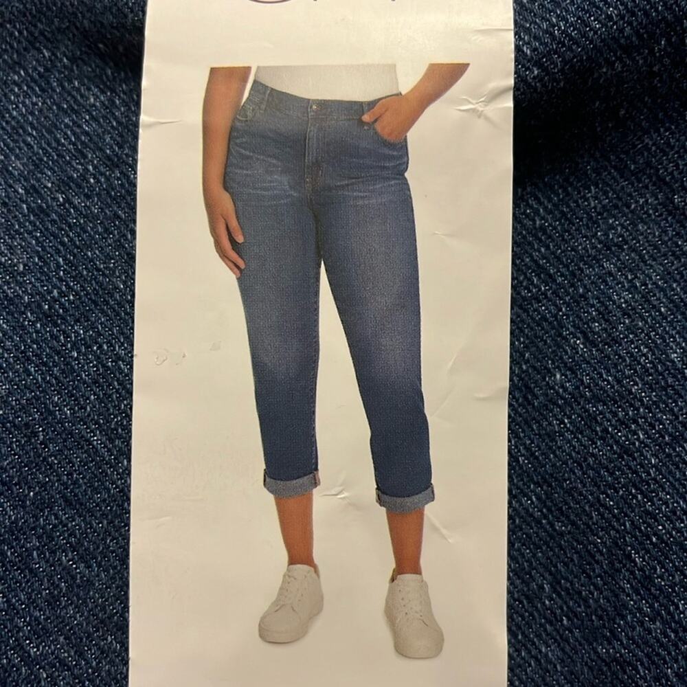 Gloria Vanderbilt Ladies Cuffed Boyfriend Dark Blue Jeans size 16